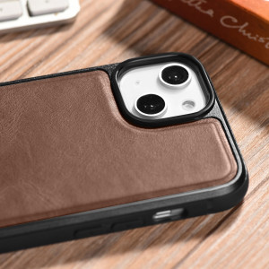 Гръб от естествена кожа iCARER Leather Oil Wax MagSafe - iPhone 14 кафяв - Img 15