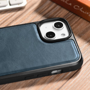 Гръб от естествена кожа iCARER Leather Oil Wax MagSafe - iPhone 14 син - Img 14