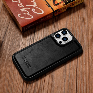 Гръб от естествена кожа iCARER Leather Oil Wax MagSafe - iPhone 14 Pro Max черен - Img 11