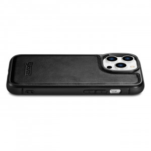 Гръб от естествена кожа iCARER Leather Oil Wax MagSafe - iPhone 14 Pro Max черен - Img 16