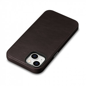 Гръб от естествена кожа iCARER Leather Oil Wax Premium MagSafe - iPhone 14 Plus кафяв - Img 9