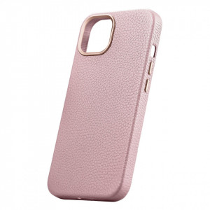 Гръб от естествена кожа iCARER Litchi Premium MagSafe - iPhone 14 Plus розов - Img 8