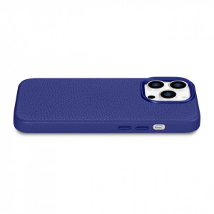Гръб от естествена кожа iCARER Litchi Premium MagSafe - Leather Case - iPhone 14 Pro Max тъмносин - Img 10
