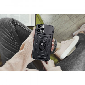 Гръб със стойка и подвижно покритие за камерата Slide Armor - iPhone 14 Pro Max черен - Img 7