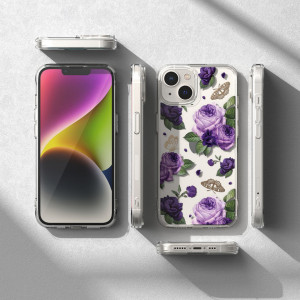 Гръб с гел рамка RINGKE Fusion Armor - iPhone 14 Plus (лилава роза) прозрачен - Img 8