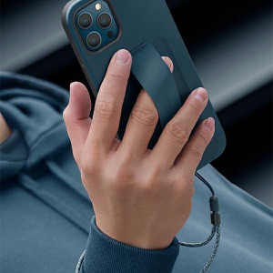 Гръб с лентов държач и каишка UNIQ Heldro с антимикробно покритие - iPhone 12 / 12 Pro бяла скреж - Img 7