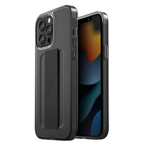 Гръб с лентов държач и каишка UNIQ Heldro с антимикробно покритие - iPhone 13 Pro опушен - Img 1