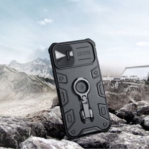 Гръб с подвижно покритие за камерата и ринг държач NILLKIN CamShield Armor Pro - iPhone 14 Plus черен - Img 6