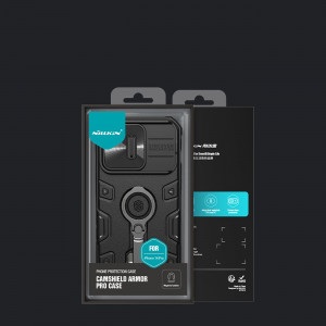 Гръб с подвижно покритие за камерата и ринг държач NILLKIN CamShield Armor Pro MagSafe - iPhone 14 Pro син - Img 5