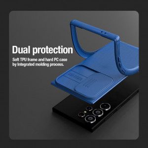 Гръб с подвижно покритие за камерата NILLKIN CamShield Pro - Samsung Galaxy S24 Ultra син - Img 9