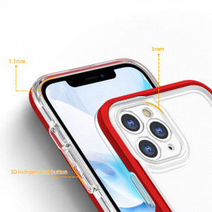 Гръб Clear 3в1 с гел рамка - iPhone 11 Pro Max червен - Img 4