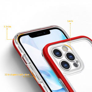 Гръб Clear 3в1 с гел рамка - iPhone 12 Pro червен - Img 4