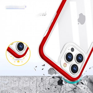 Гръб Clear 3в1 с гел рамка - iPhone 13 Pro червен - Img 6