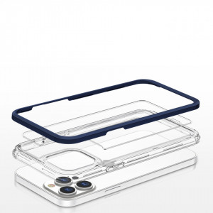 Гръб Clear 3в1 с гел рамка - iPhone 13 Pro Max син - Img 5