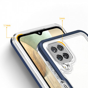 Гръб Clear 3в1 с гел рамка - Samsung Galaxy A12 син - Img 4
