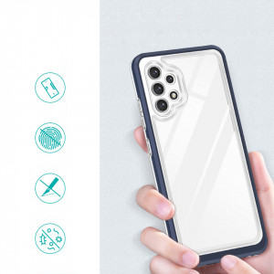 Гръб Clear 3в1 с гел рамка - Samsung Galaxy A72 син - Img 2
