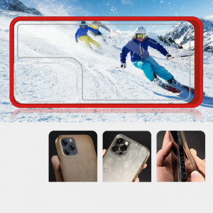 Гръб Clear 3в1 с гел рамка - Samsung Galaxy S21 Ultra 5G червен - Img 3