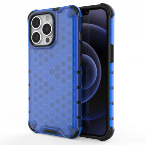 Гръб Honeycomb Armor със силиконов бъмпер - iPhone 13 Pro син - Img 1