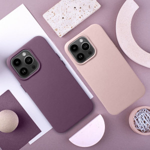 Гръб Leather Mag съвместим с MagSafe - iPhone 14 Pro розова пудра - Img 9