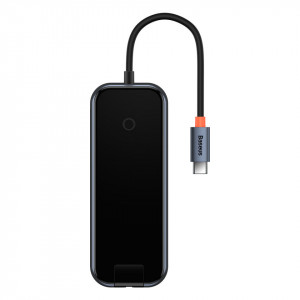 Докинг станция BASEUS AcmeJoy USB Type C към USB Type C Power Delivery & Data / 2x USB Type A 3.0 / USB Type A 2.0 / HDMI / RJ45 (WKJZ010013) тъмносива - Img 2