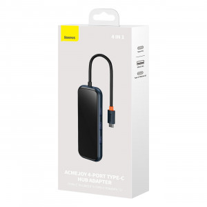 Докинг станция BASEUS AcmeJoy USB Type C към USB Type C Power Delivery & Data / 2x USB Type A 3.0 / USB Type A 2.0 / HDMI / RJ45 (WKJZ010013) тъмносива - Img 12