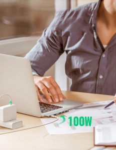 Докинг станция UGREEN 2x USB Type C към USB Type C Power Delivery (Thunderbolt 3, 100W, 4K @ 60 Hz, 10 Gbps) / HDMI 4K @ 30 Hz / 3x USB Type A 3.0 за MacBook Pro / Air (60559) сива - Img 14