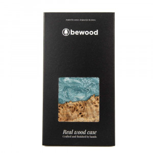 Дървен гръб BEWOOD Unique Wood and Resin - iPhone 15 Plus Uranus син / бял - Img 5