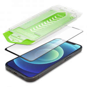 Закален стъклен протектор с инструмент за поставяне WOZINSKY Premium - iPhone 14 с черна рамка - Img 4