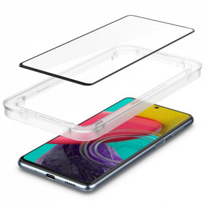 Закален стъклен протектор SPIGEN Align Master FC с инструмент за поставяне - Samsung Galaxy M53 с черна рамка - Img 6