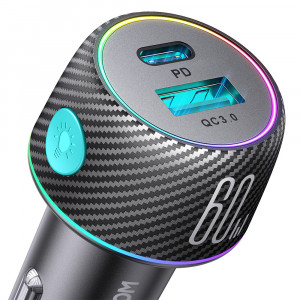 Зарядно за кола JOYROOM 60W USB Type A / USB Type C (JR-CCN01) черно - Img 2