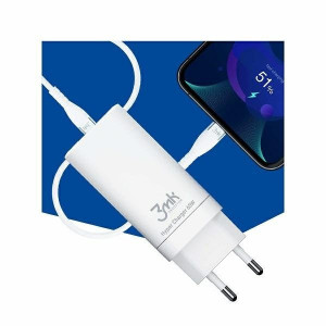 Зарядно за стена 3MK Hyper GaN Charger 65W USB Type A / 2x USB Type C PD QC бяло - Img 2