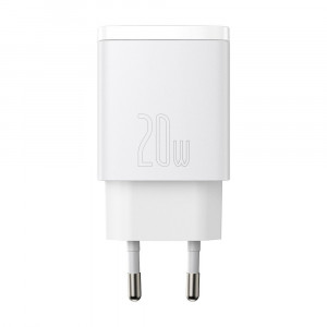 Зарядно за стена BASEUS 20W 3A USB Type A / USB Type C PD QC3.0 (CCXJ-B02) бяло - Img 2