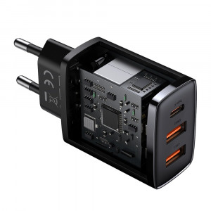 Зарядно за стена BASEUS 30W 3A 2x USB Type A / USB Type C PD QC (CCXJ-E01) черно - Img 7
