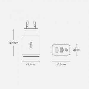 Зарядно за стена BASEUS 30W 3A 2x USB Type A / USB Type C PD QC (CCXJ-E01) черно - Img 17