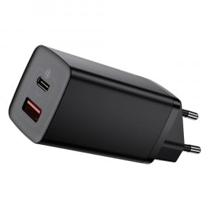 Зарядно за стена BASEUS GaN2 Lite 65W USB Type A / USB Type C PD QC3.0 (CCGAN2L-B01) черно - Img 1