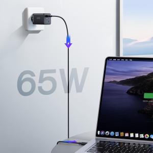 Зарядно за стена JOYROOM GaN 65W USB Type A / 2x USB Type C черен + кабел USB Type C към USB Type C 100W 1.2m (TCG01) черно - Img 15