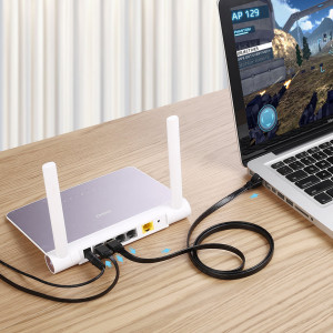 Интернет кабел UGREEN U/FTP Cat.7 10Gb/s flat 0.5m черен (NW106) - Img 7