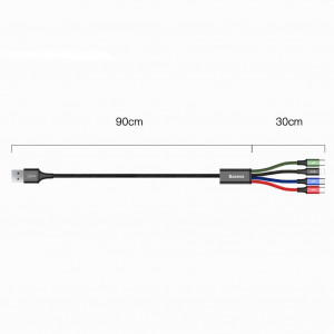 Кабел за зареждане и данни с оплетка BASEUS кабел USB 4in1 USB Type A към 2x Lightning / USB Type C / micro USB 3.5A 1.2m черен (CA1T4-A01) - Img 15