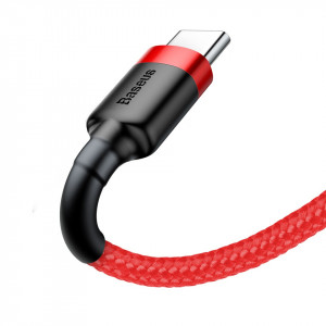 Кабел за зареждане и данни с оплетка BASEUS Cafule USB Type A към USB Type C 3A 1m (CATKLF-B09) червен - Img 6