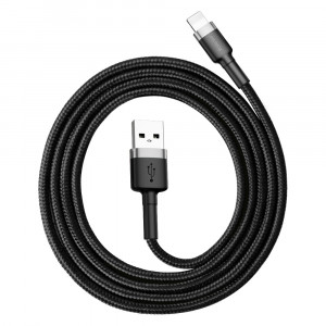Кабел за зареждане и данни с оплетка BASEUS Cafule USB Type A към Lightning с бързо зареждане 3.0 2.4A 1m черен / сив (CALKLF-BG1) - Img 6