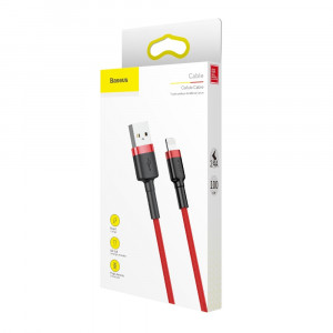 Кабел за зареждане и данни с оплетка BASEUS Cafule USB Type A към Lightning с бързо зареждане 3.0 2.4A 1m червен (CALKLF-B09) - Img 9