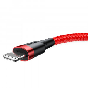 Кабел за зареждане и данни с оплетка BASEUS Cafule USB Type A към Lightning с бързо зареждане 3.0 2A 3m червен (CALKLF-R09) - Img 3