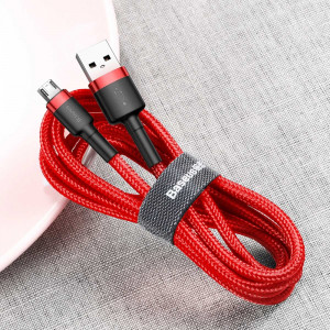 Кабел за зареждане и данни с оплетка BASEUS Cafule USB Type A към micro USB 1.5A 2m червен (CAMKLF-C09) - Img 7