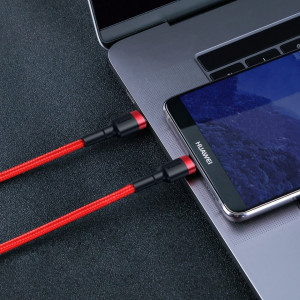 Кабел за зареждане и данни с оплетка BASEUS Cafule USB Type C към USB Type C с бързо зареждане 3.0 Power Delivery 2.0 3A 60W 20V 1m (CATKLF-GG1) черен / сив - Img 7
