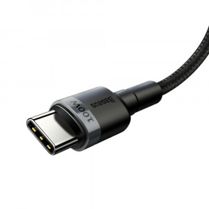 Кабел за зареждане и данни с оплетка BASEUS Cafule USB Type C към USB Type C Power Delivery 2.0 100W 20V 5A 2m сив (CATKLF-ALG1) - Img 3