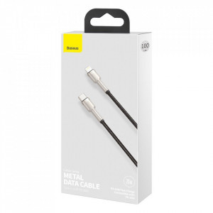 Кабел за зареждане и данни с оплетка BASEUS Cafule USB Type C към Lightning Power Delivery 20W 1m (CATLJK-A01) черен - Img 5
