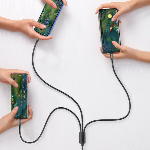 Кабел за зареждане и данни с оплетка JOYROOM 3in1 USB Type A към USB Type C / Lightning / micro USB 3.5A 1.2m черен (S-1T3015A5) - Img 9