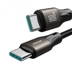 Кабел за зареждане и данни с оплетка JOYROOM Light-Speed SA25-CC5 100W USB Type C към USB Type C 1.2m черен - Img 7