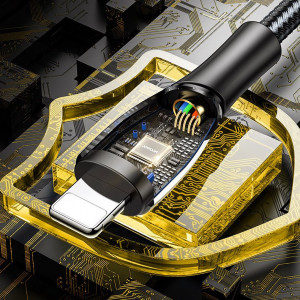Кабел за зареждане и данни с оплетка JOYROOM Mermaid USB Type A към Lightning 2.4A 2m черен (S-2030K6) - Img 6