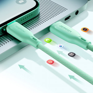 Кабел за зареждане и данни с оплетка JOYROOM Multi-Color SA34-AL3 USB Type A към Lightning 3A 1m розов - Img 16
